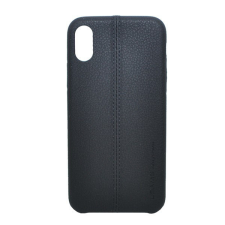 USAMS JOE műanyag telefonvédő (bőr hatású, varrás minta) FEKETE [Apple iPhone XS 5.8] tok és táska
