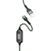USAMS Kábel Fonott U48 Lightning 1,2 m 2A Gyorstöltés LED Zöld SJ423USB02 US-SJ423 (63801-uniw)