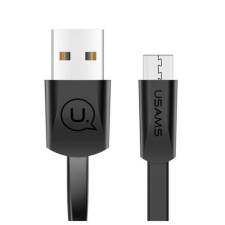 USAMS kábel lapos U2 microUSB 1,2m fekete SJ201MIC01 (US-SJ201) kábel és adapter