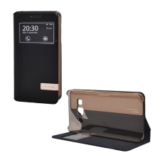 USAMS muge tok álló, bőr hatású (flip, oldalra nyíló, asztali tartó funkció, view window) fekete a3000mg01 tok és táska