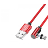 USAMS SJ444USB02 jobb oldalas mágneses Lightning töltőkábel 100cm piros (1337685) (SJ444USB02)
