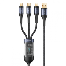 USAMS SJ582USB01 3in1 USB Type-A apa - USB Type-C / microUSB / Lightning apa Adat és töltő kábel - Fekete (1.2m) kábel és adapter