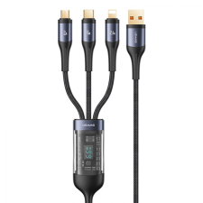 USAMS SJ582USB01 Micro USB + Lightning + USB-C gyorstöltő kábel fekete (SJ582USB01) kábel és adapter