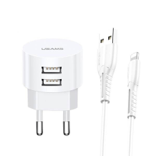 USAMS töltő 2xUSB T20 2,1A lightnin g fehér kerek gyorstöltés XTXLOGT1804 mobiltelefon kellék