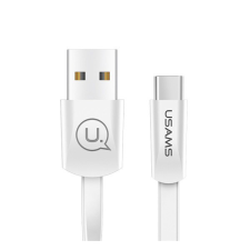 USAMS U2 adatkábel és töltő (USB - Type-C, gyorstöltés támogatás, 120cm, lapos kábel) FEHÉR (SJ200_W) kábel és adapter