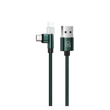 USAMS u60 adatkábel (usb - microusb, 100cm, forgatható fej, led jelzés) sötétzöld sj478_microusb_dg kábel és adapter