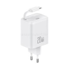 USAMS YC hálózati töltő Type-C aljzat (20W, PD gyorstöltő, GaN + fix, csévélhető Type-C kábel) FEHÉR (CC233TC02)