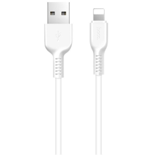  USB töltő- és adatkábel, Lightning, 100 cm, 2400 mA, törésgátlóval, Hoco X13 Easy, fehér kábel és adapter