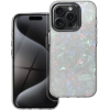 utángyártott Apple iPhone 15 Pro, Műanyag hátlap védőtok + szilikon keret, kristály minta, Tutti-Frutti Case, fekete/ezüst