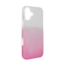 utángyártott Apple iPhone 16 Plus csillámos hátlap tok, átlátszó/rózsaszín tok és táska