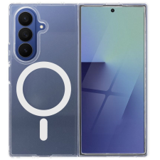utángyártott Clear Samsung Galaxy Z Fold 7 mágneses hátlap tok, átlátszó-fehér tok és táska