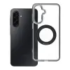 utángyártott Samsung Galaxy A17 tok, gyűrűs kitámasztóval, kameravédő peremmel, MagSafe, átlátszó-fekete