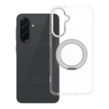 utángyártott Samsung Galaxy A36 tok, gyűrűs kitámasztóval, kameravédő peremmel, MagSafe, átlátszó-fehér tok és táska