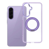 utángyártott Samsung Galaxy A57 tok, gyűrűs kitámasztóval, kameravédő peremmel, MagSafe, átlátszó-lila