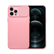 utángyártott Slide Apple iPhone 12 Pro Max, kameravédős szilikon tok, rózsaszín tok és táska