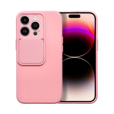 utángyártott Slide Apple iPhone 13 Pro, kameravédős szilikon tok, rózsaszín tok és táska