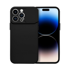 utángyártott Slide Apple iPhone 14 Pro Max, kameravédős szilikon tok, fekete tok és táska