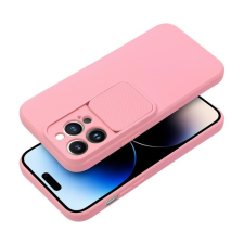utángyártott Slide Apple iPhone 15 Plus kameravédős szilikon tok, rózsaszín tok és táska