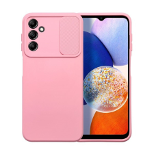 utángyártott Slide Samsung Galaxy A14 5G/A14 4G, kameravédős szilikon tok, rózsaszín tok és táska