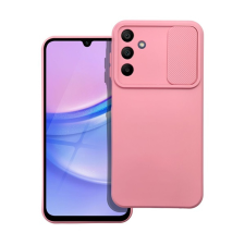 utángyártott Slide Samsung Galaxy A15 5G, kameravédős szilikon tok, rózsaszín tok és táska