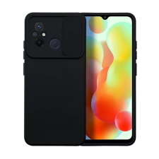 utángyártott Slide Xiaomi Redmi 12C, kameravédős szilikon tok, fekete tok és táska