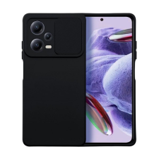 utángyártott Slide Xiaomi Redmi Note 12 Pro+ 5G, kameravédős szilikon tok, fekete tok és táska