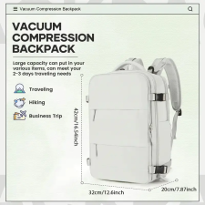  Utazó Hátizsák- Vákuumos -Fehér- 42 X 32 X 20 cm hátizsák