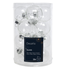  Üveg gömb akasztós transzparens 3,5cm 16db-os karácsonyfadísz