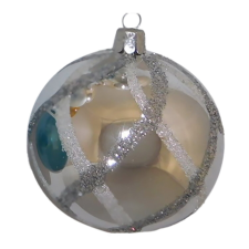  Üveg gömb ezüst csillám vonal karácsonyfadísz