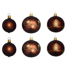 Üveg gömb szett Barna 6 db karácsonyfadísz
