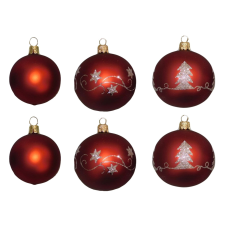  Üveg gömb szett vörös 6 db 4 cm karácsonyfadísz