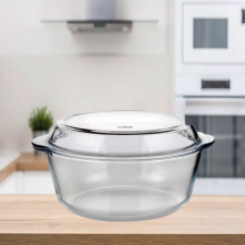 Üveg sütőtál BORCAM 3,15l, fedővel, kerek 3359013 edény