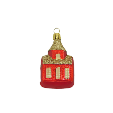  Üveg templom piros karácsonyfadísz