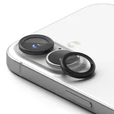  Üvegfólia iPhone 16 - RINGKE kamera üvegfólia fekete kerettel/gyűrűvel (2 szett) mobiltelefon kellék