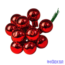  Üveggömb pick 2cm 12db/köteg - Fényes Piros dekorációs kellék