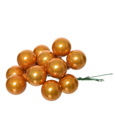  Üveggömb pick borostyán fényes 2,5cm 12db-os dekorációs kellék