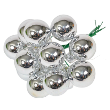  Üveggömb pick ezüst fényes 2,5cm 12db-os dekorációs kellék