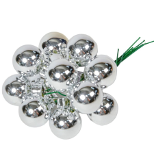  Üveggömb pick ezüst fényes 2cm 12db-os dekorációs kellék