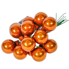  Üveggömb pick fahéj fényes 2cm 12db-os dekorációs kellék