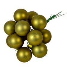  Üveggömb pick moha zöld matt 2,5cm 12db-os dekorációs kellék