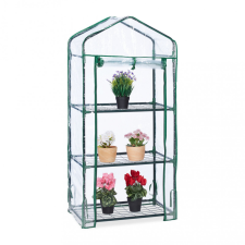Üvegház PVC fóliasátor erkélyre zöld 3 polcos 128x60x40 cm kerti tárolás