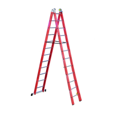  Üvegszálas szigetelt létra, kombinálható kétrészes 2x14 fok, 4,1m magas, csúszókerekekkel létra és állvány