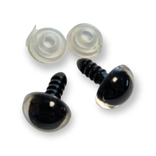 Üvegszem beszúrható, fekete, 15mm dekorációs kellék