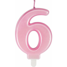 Uvtqssp torta gyertya, 6-os szám, viasz, rózsaszín, 8 cm party kellék