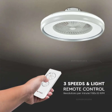 V-tac 45W mennyezeti ventilátor, változtatható színhőmérséklettel, szürke díszcsíkkal - SKU 217935 világítás