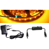 V-tac 5m hosszú 12Wattos, lengő kapcsolós, adapteres sárga LED szalag (300db 2835 SMD LED)