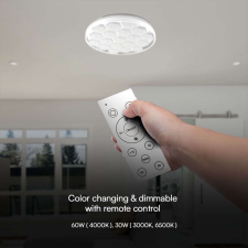 V-tac 60W mennyezeti LED lámpa, méhsejt mintával, változtatható szinhőmérséklettel - SKU 23595 világítás