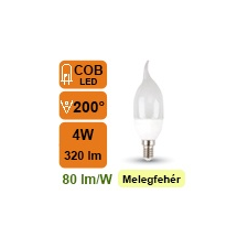 V-tac E14 LED lámpa (4W/200°) Gyertya láng - meleg fehér izzó