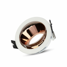 V-tac GU10 LED spotlámpa keret, fehér+rózsaarany billenthető lámpatest - SKU 3155 világítás