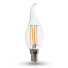 V-tac LED lámpa , égő , izzószálas hatás , gyertya , láng forma , E14 foglalat , 4 Watt ,... villanyszerelés